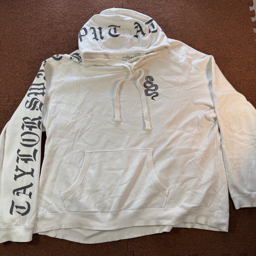 Small stains Taylor Swift Reputation Stadium Tour Hoodie White Snake Graphic XXL